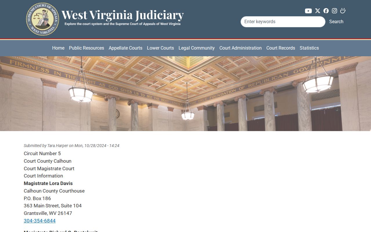 Calhoun County court record contacts for Magistrate Court