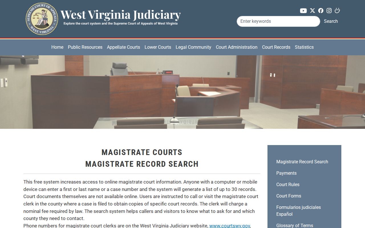Calhoun County case lookup instructions for Magistrate Court records